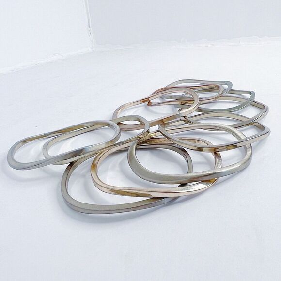 Gold Irregular Asymmetrical Bangle Set Bracelets Boho Chic Bohemian - Picture 2 of 5